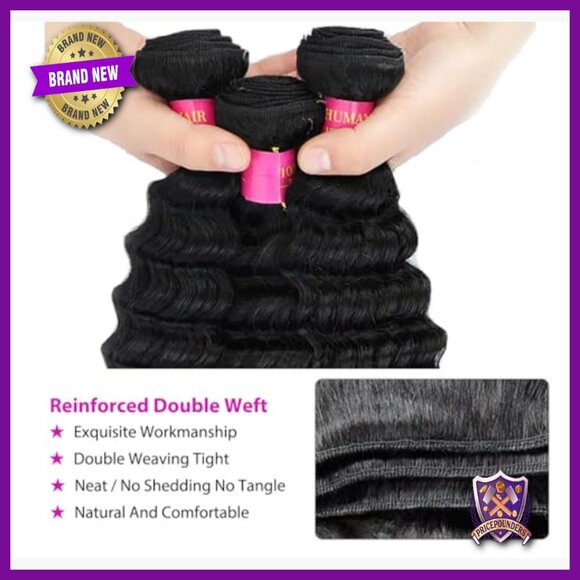 12A Deep Wave Human Hair Extensions 20-26 Inch 4 Bundles Brazilian Virgin Hair